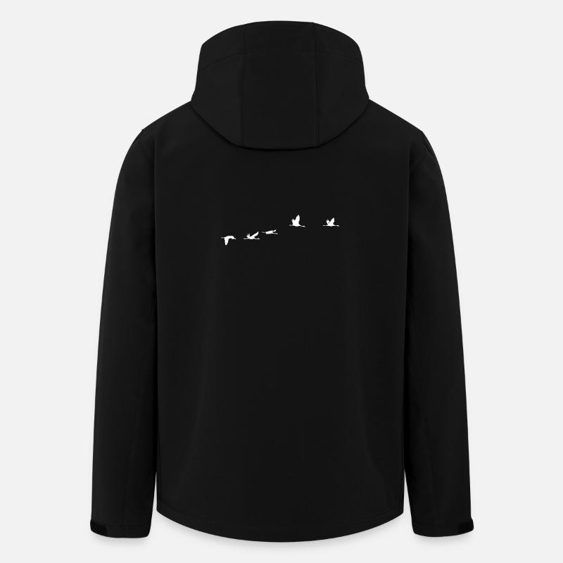 Oiseaux migrateurs blanc grue - Veste softshell homme en polyester recyclé Stanley/Stella - noir