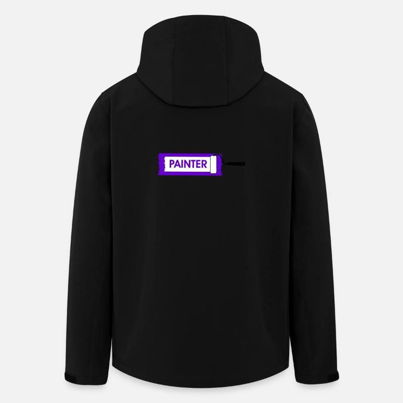 Rouleau de peinture avec peinture violette - Veste softshell homme en polyester recyclé Stanley/Stella - noir