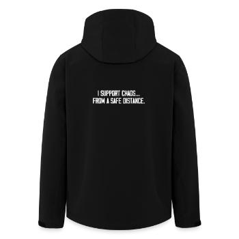 Chaos Supporter – Keep Your Distance - Men’s Recycled Softshell Jacket by Stanley/Stella - black - Back - AI Model Male 185 light (185cm)
