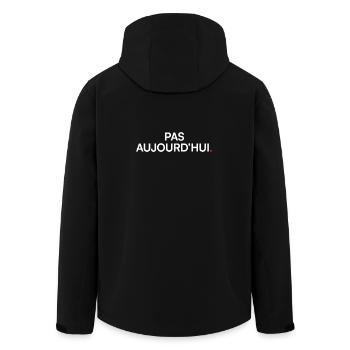 PAS AUJOURD’HUI – T-shirt humour lundi bureau - Veste softshell homme en polyester recyclé Stanley/Stella - noir - Dos - AI Model Male 185 light (185cm)