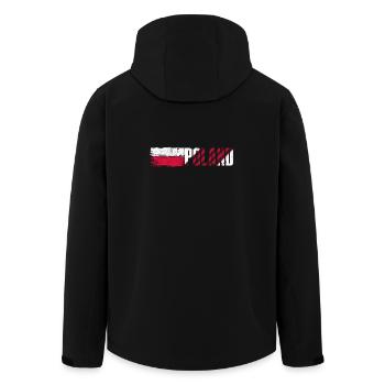 Poland Flag Bold Typography - Men’s Recycled Softshell Jacket by Stanley/Stella - black - Back - AI Model Male 185 light (185cm)