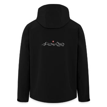 Purpurrote Sonne über schneebedeckten Gipfeln - Recycelte Männer Softshell-Jacke von Stanley/Stella - Schwarz - Hinten - AI Model Male 185 light (185cm)