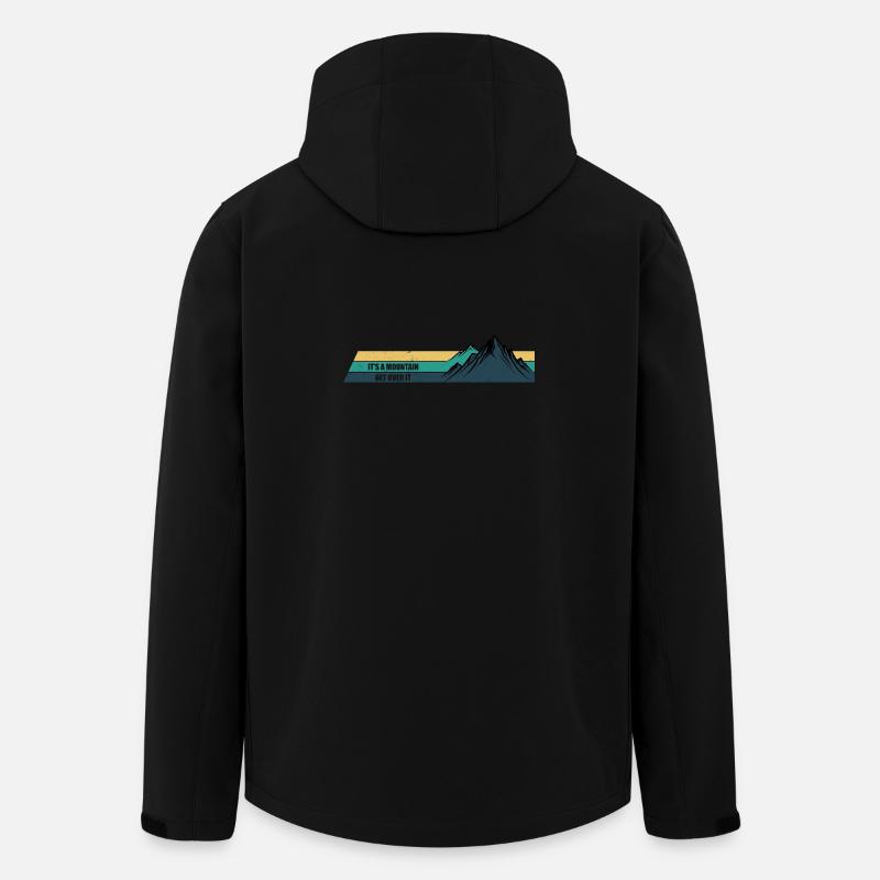 Mountain Motto Retro Streifen - Recycelte Männer Softshell-Jacke von Stanley/Stella - Schwarz