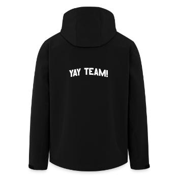 Hurra, Team! Hurra, Team der ahnungslosen Sportfan - Recycelte Männer Softshell-Jacke von Stanley/Stella - Schwarz - Hinten - AI Model Male 185 light (185cm)