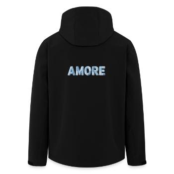 Amore Schriftzug Patchwork Design Blau - Recycelte Männer Softshell-Jacke von Stanley/Stella - Schwarz - Hinten - AI Model Male 185 light (185cm)