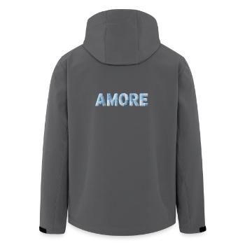 Amore Lettering Patchwork Design Blue - Veste softshell homme en polyester recyclé Stanley/Stella - charbon - Dos - AI Model Male 185 light (185cm)