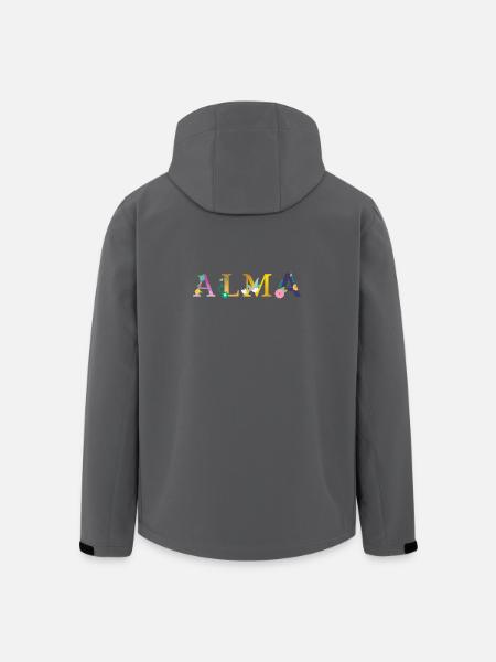 Nombre de ALMA decorado con flores - Chaqueta softshell hombre de poliéster reciclado de Stanley/Stella - negro