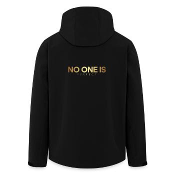 No One Is Perfect - Men’s Recycled Softshell Jacket by Stanley/Stella - black - Back - AI Model Male 185 light (185cm)