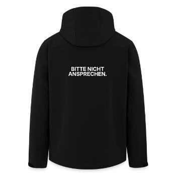 Bitte nicht ansprechen – minimalistisches Statemen - Recycelte Männer Softshell-Jacke von Stanley/Stella - Schwarz - Hinten - AI Model Male 185 light (185cm)