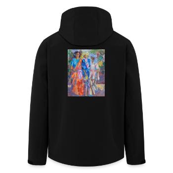 Per Stenius Painting - Men’s Recycled Softshell Jacket by Stanley/Stella - black - Back - AI Model Male 185 light (185cm)