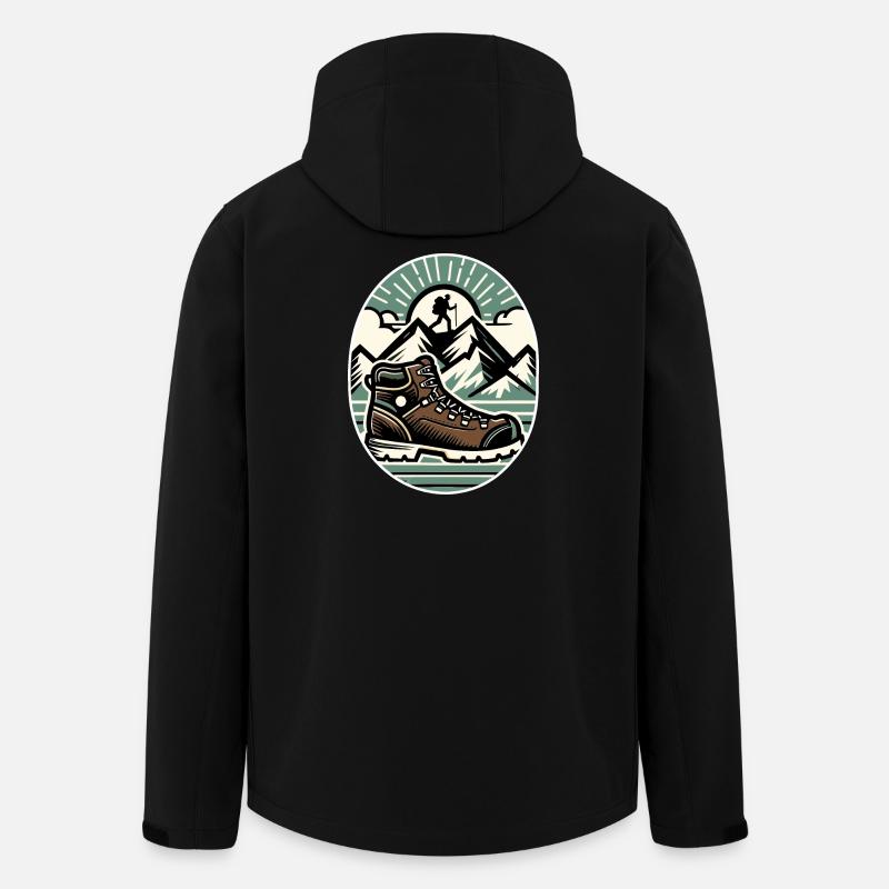 Drawing Hiker Mountain Hiking Shoe - Men’s Recycled Softshell Jacket by Stanley/Stella - black