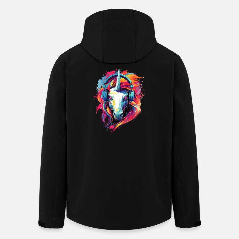 Einhorn mit Kopfhörer Musik Fabeltier Einhörner - Recycelte Männer Softshell-Jacke von Stanley/Stella - Schwarz