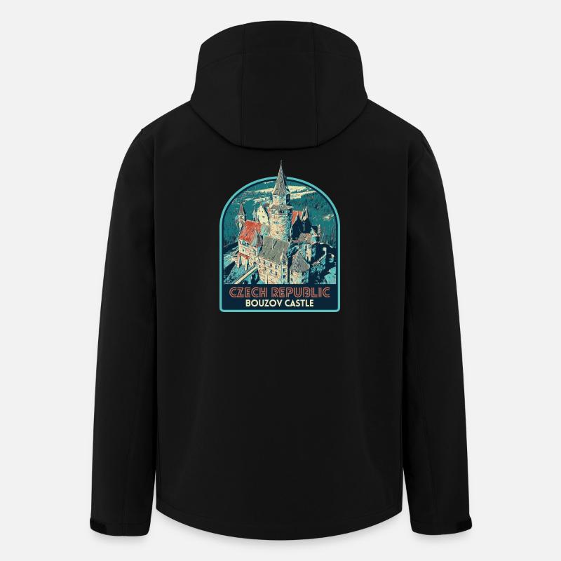 Illustration Château Bouzov, République Tchèque - Veste softshell homme en polyester recyclé Stanley/Stella - noir
