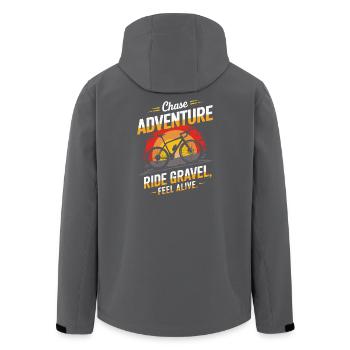 Grave: Chase adventure, ride gravel, feel alive - Men’s Recycled Softshell Jacket by Stanley/Stella - anthracite - Back - AI Model Male 185 light (185cm)