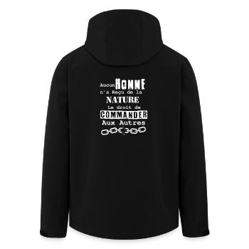 Rights of Nature, No One Commands - Men’s Recycled Softshell Jacket by Stanley/Stella - black - Back - AI Model Male 185 light (185cm)