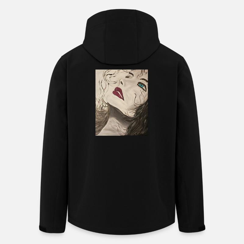 Expressionistisches Porträt mit Blauem Blick - Recycelte Männer Softshell-Jacke von Stanley/Stella - Schwarz