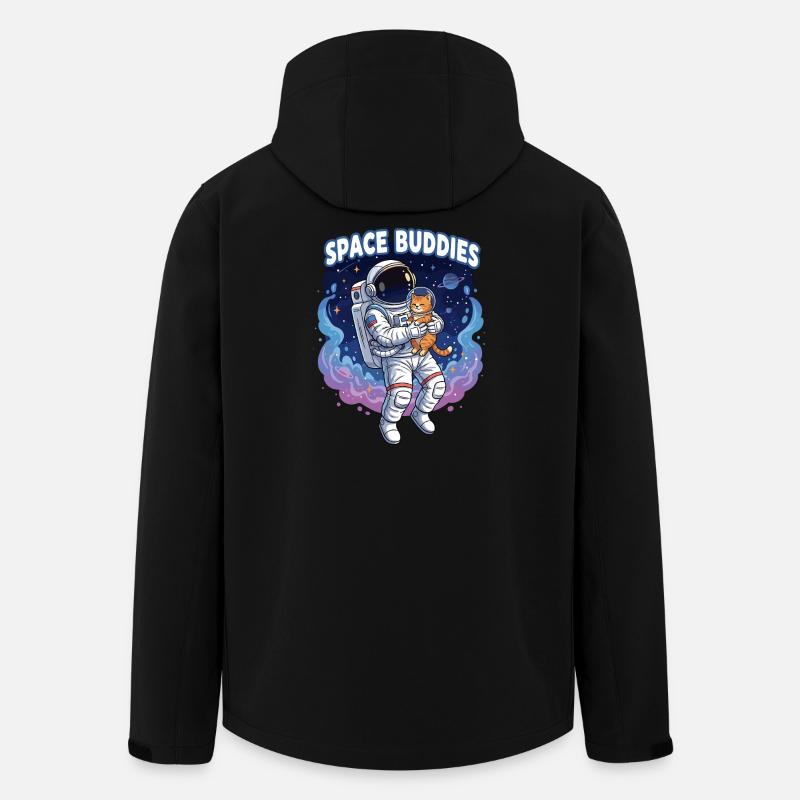 Space Buddies Katzenastronaut - Recycelte Männer Softshell-Jacke von Stanley/Stella - Schwarz
