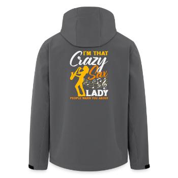 Crazy Sax Lady Saxophone Saxophonist Women - Men’s Recycled Softshell Jacket by Stanley/Stella - black - Back - AI Model Male 185 light (185cm)