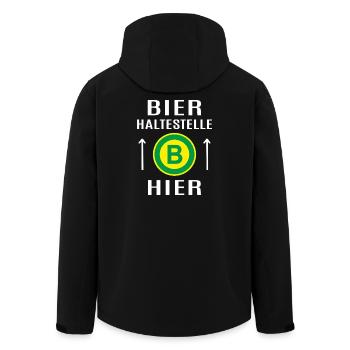 Bus stop Beer Traffic sign Beer stop - Men’s Recycled Softshell Jacket by Stanley/Stella - black - Back - AI Model Male 185 light (185cm)