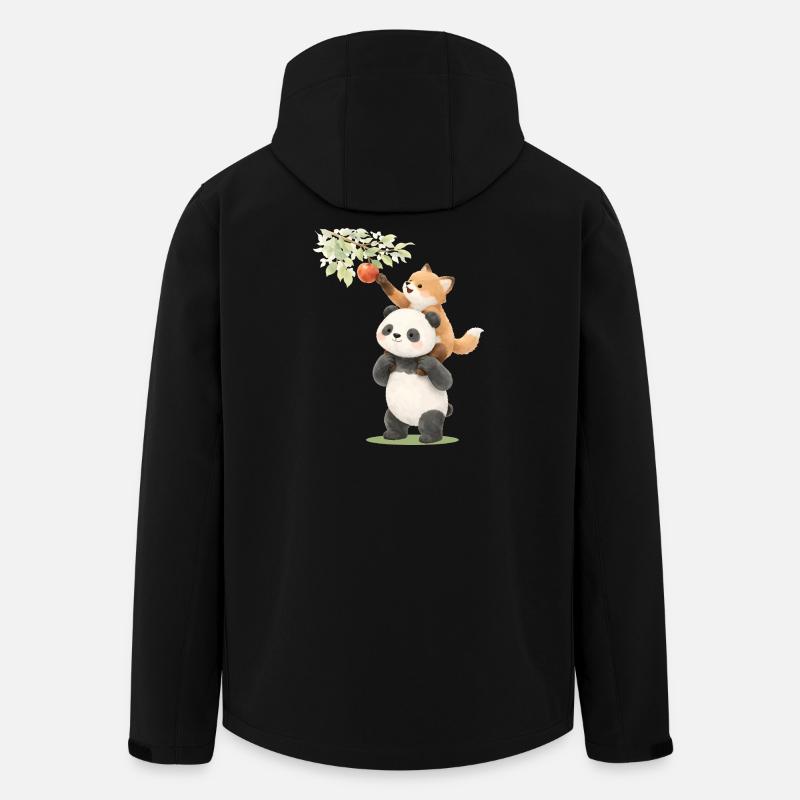 Panda and fox with apple illustration - Men’s Recycled Softshell Jacket by Stanley/Stella - black