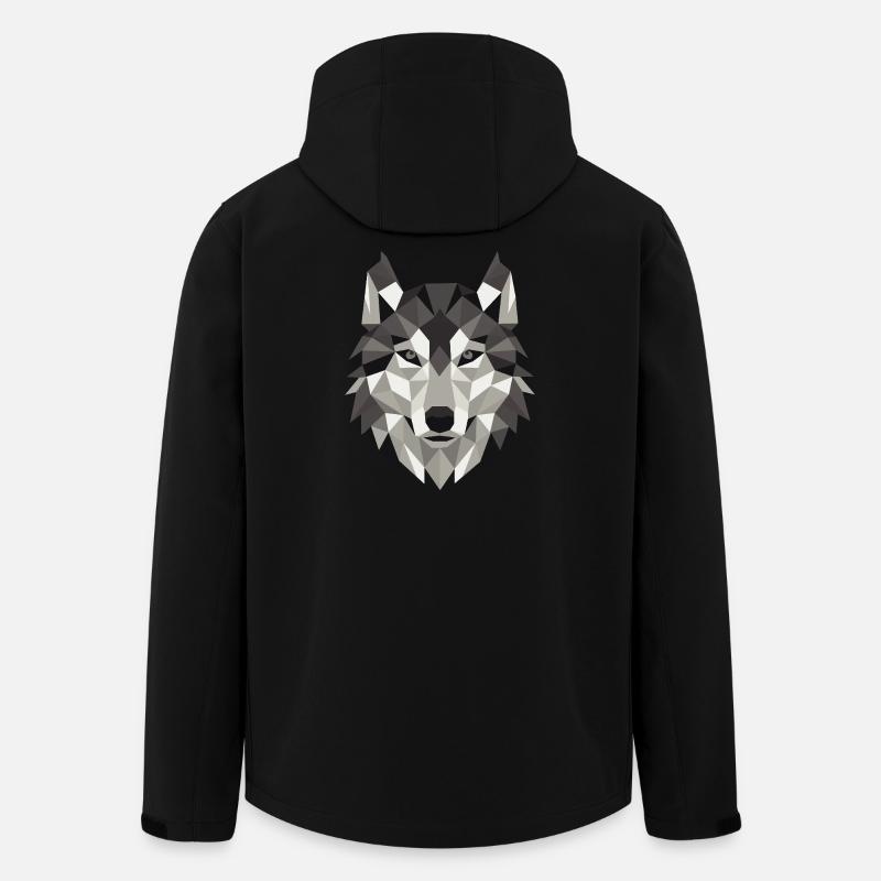 Wolf Head Lowpoly Geometry - Men’s Recycled Softshell Jacket by Stanley/Stella - black