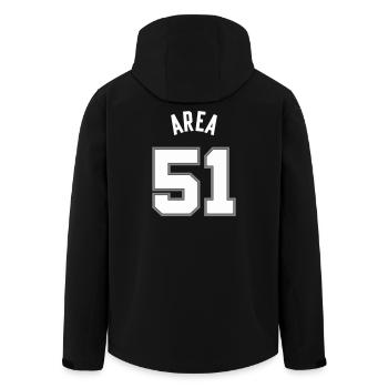 GEBIET 51 Weiß - Recycelte Männer Softshell-Jacke von Stanley/Stella - Schwarz - Hinten - AI Model Male 185 light (185cm)