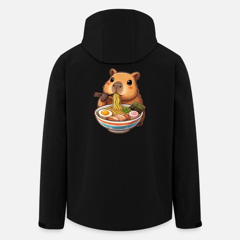 Capybara Eats Ramen Noodles - Men’s Recycled Softshell Jacket by Stanley/Stella - black
