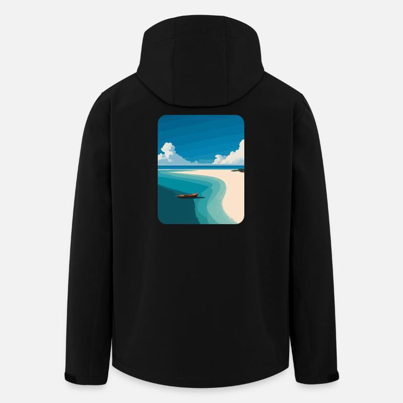 Strand Meer Palmen - Recycelte Männer Softshell-Jacke von Stanley/Stella - Schwarz