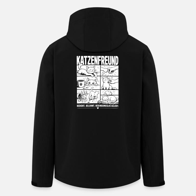 Katzenfreund Liebe Katze Comic - Recycelte Männer Softshell-Jacke von Stanley/Stella - Schwarz
