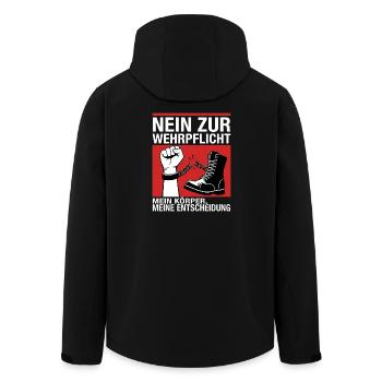 Nein Zur Wehrpflicht - Recycelte Männer Softshell-Jacke von Stanley/Stella - Schwarz - Hinten - AI Model Male 185 light (185cm)