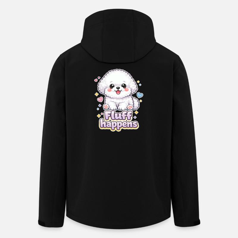 Fluff Happens – kawaii Bichon Dog Design - Recycelte Männer Softshell-Jacke von Stanley/Stella - Schwarz