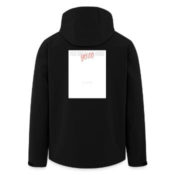 YOLO-Schrift auf einem weißen Trikot - Recycelte Männer Softshell-Jacke von Stanley/Stella - Schwarz - Hinten - AI Model Male 185 light (185cm)
