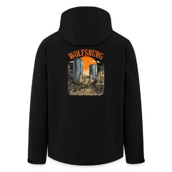 Vintage Wolfsburg Skyline historisches Wolfsburg - Recycelte Männer Softshell-Jacke von Stanley/Stella - Schwarz - Hinten - AI Model Male 185 light (185cm)