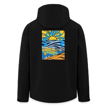 Vacation Sun Sea Sand Vintage Style - Men’s Recycled Softshell Jacket by Stanley/Stella - black - Back - AI Model Male 185 light (185cm)