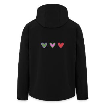 HERZ. HERZ. VALENTINSTAG. LIEBE. LIEBE - Recycelte Männer Softshell-Jacke von Stanley/Stella - Schwarz - Hinten - AI Model Male 185 light (185cm)