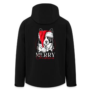 Père Noël Border Collie Joyeux Noël Chiens Wilsigns - Veste softshell homme en polyester recyclé Stanley/Stella - noir - Dos - AI Model Male 185 light (185cm)
