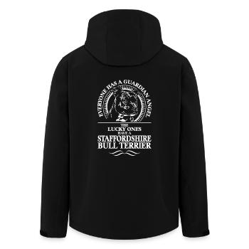 STAFFORDSHIRE BULL TERRIER Guardian Angel Gift - Men’s Recycled Softshell Jacket by Stanley/Stella - black - Back - AI Model Male 185 light (185cm)