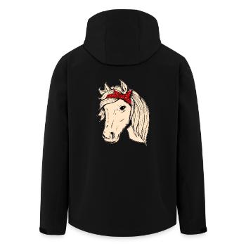 Tête de cheval avec chiffon cavalier cavalier cadeau cheval - Veste softshell homme en polyester recyclé Stanley/Stella - noir - Dos - AI Model Male 185 light (185cm)
