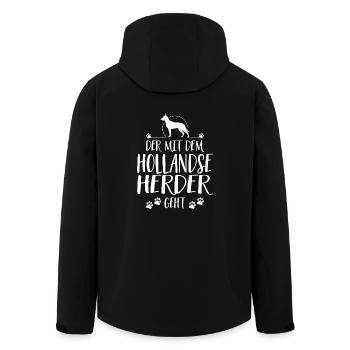 DER MIT HOLLANDSE HERDER GEHT Hundespruch Wilsigns - Recycelte Männer Softshell-Jacke von Stanley/Stella - Schwarz - Hinten - AI Model Male 185 light (185cm)