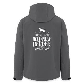 DER MIT HOLLANDSE HERDER GEHT Hundespruch Wilsigns - Recycelte Männer Softshell-Jacke von Stanley/Stella - Anthrazit - Hinten - AI Model Male 185 light (185cm)