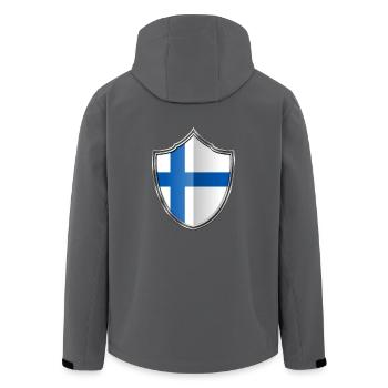 Finnland Flagge Wappen Silber 015 - Recycelte Männer Softshell-Jacke von Stanley/Stella - Anthrazit - Hinten - AI Model Male 185 light (185cm)