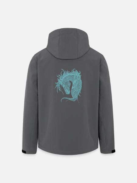 Horses Head Zentangle Turquoise - Men’s Recycled Softshell Jacket by Stanley/Stella - black