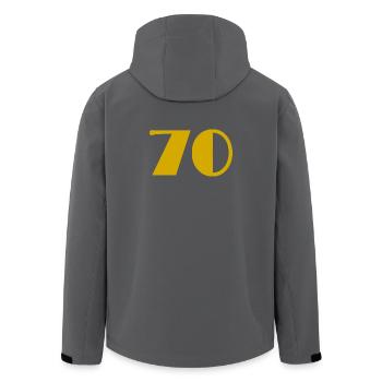 70. HAPPY BIRTHDAY. HAPPY BIRTHDAY - Men’s Recycled Softshell Jacket by Stanley/Stella - anthracite - Back - AI Model Male 185 light (185cm)