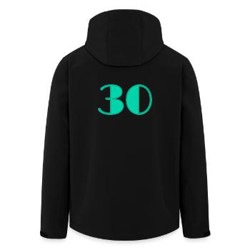 30 ANS. 30. 30e ANNIVERSAIRE. ANNIVERSAIRE 30 ANS - Veste softshell homme en polyester recyclé Stanley/Stella - noir - Dos - AI Model Male 185 light (185cm)