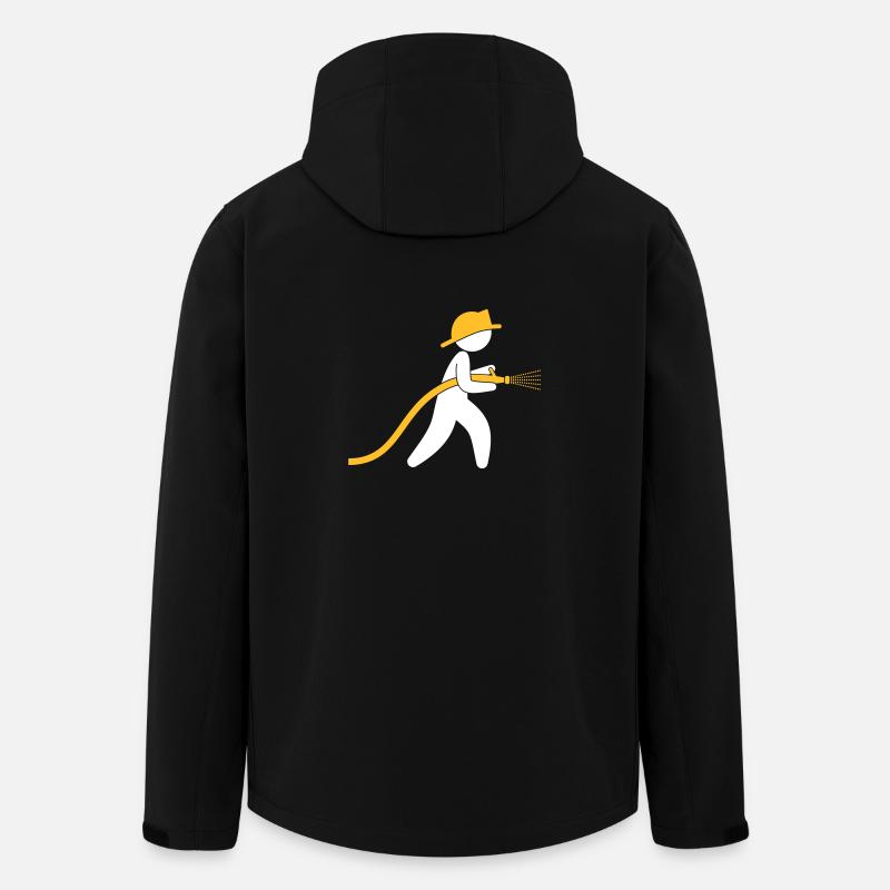 Ein Feuerwehrmann mit einem Wasserschlauch - Recycelte Männer Softshell-Jacke von Stanley/Stella - Schwarz