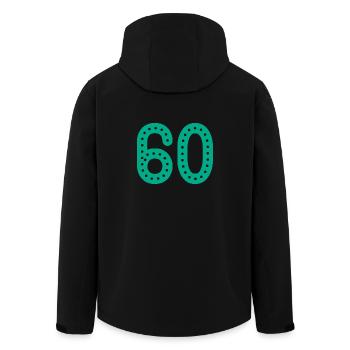 60 JAHRE. 60-jähriges JUBILÄUM. JUBILÄUM 60 JAHRE. 60 - Recycelte Männer Softshell-Jacke von Stanley/Stella - Schwarz - Hinten - AI Model Male 185 light (185cm)