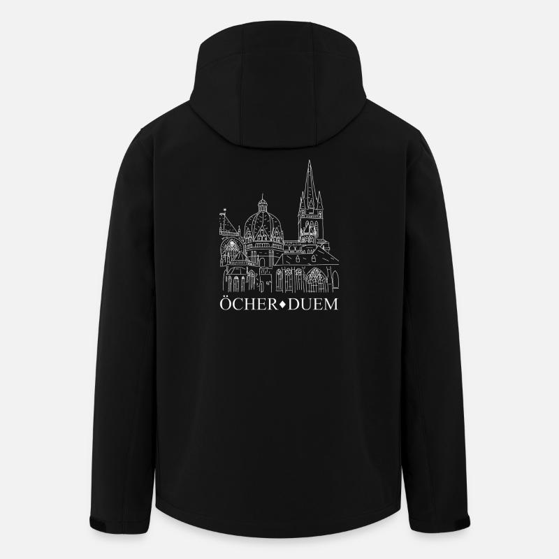 Öcher Duem, Aachener Dom, Platt, Zeichnung - Recycelte Männer Softshell-Jacke von Stanley/Stella - Schwarz