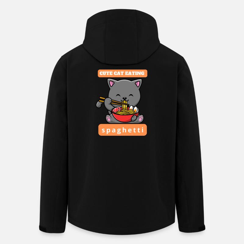 Lustige Katze isst Spaghetti - Recycelte Männer Softshell-Jacke von Stanley/Stella - Schwarz