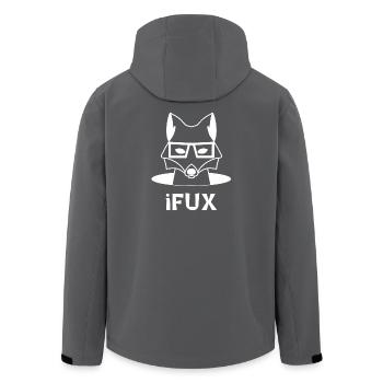 iFUX - iFUCHS, jeux de mots, dialecte autrichien - Veste softshell homme en polyester recyclé Stanley/Stella - charbon - Dos - AI Model Male 185 light (185cm)