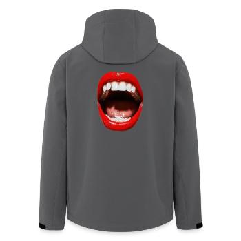 Bouche ouverte avec rouge à lèvres rouge - Veste softshell homme en polyester recyclé Stanley/Stella - noir - Dos - AI Model Male 185 light (185cm)